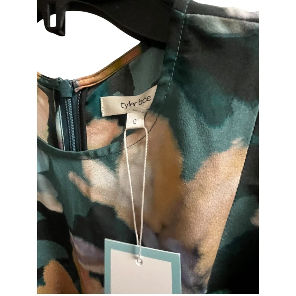 Tyler Böe Frankie 100% Silk Midi Dress | Sz 0, Green Watercolor Floral NEW! $344 - Picture 5 of 10